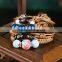 Handmade Vintage Porcelain Beads Bracelet Leather Woven Bracelets