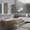 Lighted cabinet with double sided mirror doors for modern hotel bathroom