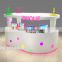 Mini white lovely mall food bubble tea kiosk design for sale
