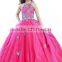 Red Lace Appliqued Ball Gown Custom Made Vestidos Flower Little Girl for Wedding Party TF024 elegent girls party wear