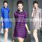 Women striated Polo neck casual pleated dresses