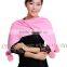 CX-B-P-42D Women Winter Genuine Mongolian Sheep Rabbit Fur Trim Pashmina Shawls With Fur