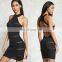 New Design Lady Dress Sexy Mesh Stripe Bodycon Dress