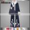 OEM China Muslim Women Abaya Navy Blue Front Open Maxi Dress With Beautiful Flower