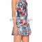 MIKA72140 2017 hot sell summer sexy sleeveless women dress high neck printed floral backless short dress