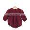 Long-sleeved cotton and hemp newborn khaki solid color comfortable baby onesie romper