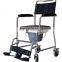 CE Approved Best seller transport commode chair with 4 wheels