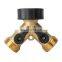 Heavy duty 2 way solid shutoff  brass y hose splitter