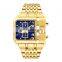 Oulm HP3364B Men Quartz Watches Military Waterproof Wristwatch Luxury Gold Stainless Steel Male Watch