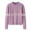 Women's 100% Pure Cashmere O-Neck Pullover Solid Color Jacquard Thickened Crew Neck Sweater for Winter Casual Style Front Logo