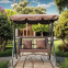 outdoor PE rattan hammock swing hanging chair with 2 seater with fabric cover