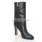 Elegant Square heels genuine leather boots side zipper women boots shoes brand ankle boots women high heel black boots shoes