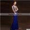 Women's Blue V-Neck Print Floor-Length dress