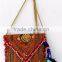 Multi color hand embroidered banjara bag sling bags with colorful pompom tassels Ibiza bag ibiza style