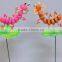 4 Inch Plastic Caterpillar on Lotus Garden Ornaments, Garden Sticks