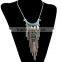 Aztec Eagle Turquoise Choker Necklace ,Vintage Tassel Chain,Tribal Necklace,Turquoise Stone Aztec Fringle Long Necklace