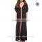 Embroidered short batwing sleeves black V-neck abaya long dress