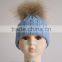 Simple Style Baby Hats For Kids With Raccoon Fur Balls Knitted Baby Kids Hats
