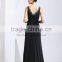 Sleeveless sexy backless v-neck beaded open leg black spandex cotton maxi evening dresses for women kt1049