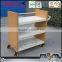 School Library steel book wheels trolley cart with 2 shelves