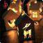 Wood house shaped  replaceable battery operated fairy light string for home indoor christmas decoration light