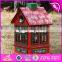 New design red house shape Christmas wooden music box W07B023B