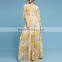 High Design Elegant Floral Printed Balloon Sleeve Back Zip Ladies Maxi Silhouette Dress