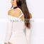 2016 Autumn Long Sleeve Sexy Women Bodysuit Plain White Halter Neck Off Shoulder Leotard In Rib Your Own Brand