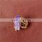 Gold Plated Rose Flower Wrapped Raw Crystal Natural Stone Irregular Pendant Ring