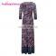 Wholesale India Fashion Printing Floral Leopard Casual Maxi Dress Long Sleeve