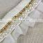 Italian design pearl beads trim fold yarn lace for dress
