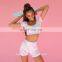 Whole Sales 2021 New Tie Dye Fitness Sports Wear Apparel Seamless Yoga Shorts and short sleeve crop top sports bra Set for women