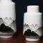 New Chinese Modern Ink Wash Painting Hand Made White Ceramic Flower Vase For TV Bench