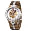 Luxury Mens Watch Automatic 3ATM Water Resistant Waterproof Gold Hollow Skeleton Mechanical Wood Watch