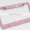 2016 Bling license plate frames Pink diamond crystal license plate frame with scraw cap