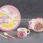 5pcs pink butterfly decal bamboo fibre kids dinner set