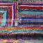 Hand Loomed Chindi Rag Rug Ethnic Yoga Mat Hand Woven Durrie Carpet Multi Color Sari Throw