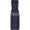 New Fashion Fitted Waist Navy Layered Warp Dress For Women