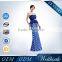 Fashion Semi-sweetheart Long Beaded Blue Formal Crystal Diamond Cocktail Party Dress