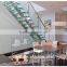 interior cantilever glass straight staircase with Glass Balustrade stairs