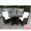 Rattan Garden Furniture Glass Top Dining Furniture Table and Chair Cane Dining Chair