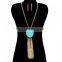 Turquoise Stone Fashion Tassel Necklace Set