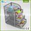 EasyPag top quality 3 color metal mesh office school desk organizer with drawer