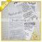 Custom garment care label polyester satin garment care label