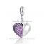 S050 S925 Secret Love Engraved Logo Custom Heart Bead,Pave Pink Zircon Slipped Charm