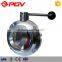 dn65 handle wheel sanitary butterfly valve clamped type
