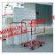 Panel Cart - green color panel cart with 2 removable uprights and with solid deck covering with carpet and uprights