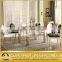 Glass Top Stainless Steel Legs Extendable Dining Table