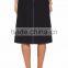 Customized Lady's Apparel Black Plain-weave Sheer Striped Belted Midi Skirt(DQM022S)