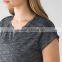 Cheap Wholesale Sports Dry Fit 100% Polyester O Neck T Shirt for Women Heather Grey Curved Hem Short Sleeve T Shirt